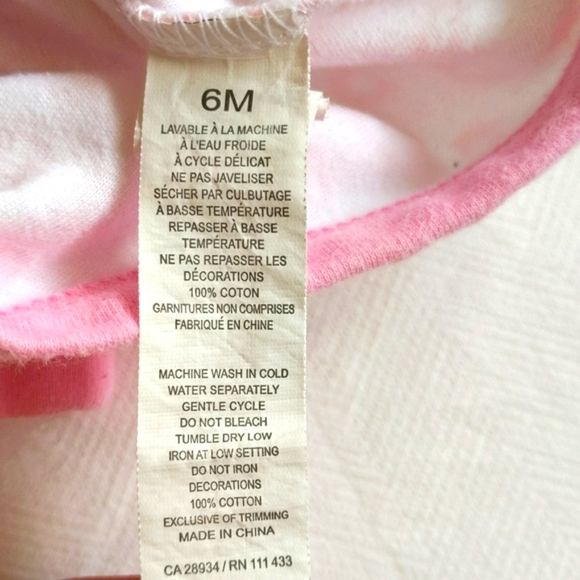 petit lem pink bird print short sleeve bodysuit diaper shirt 6 months baby girl - Picture 5 of 6